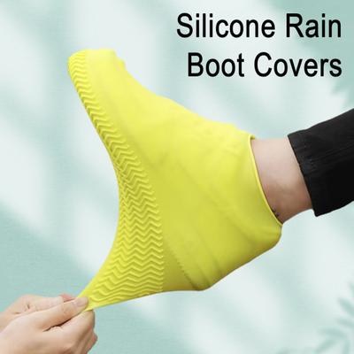 1 Paire Couvre-Bottes de Pluie Couvre-Chaussures Antidérapant Imperméable Silicone Élastique Surchaussures Épaissies Protection de Chaussures Imperméable