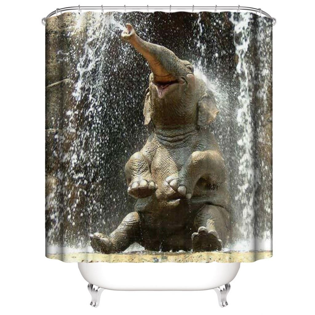 Colorful Elephant Shower Curtain Waterproof Washable Bathroom Decor With 3d Printing And Hooks