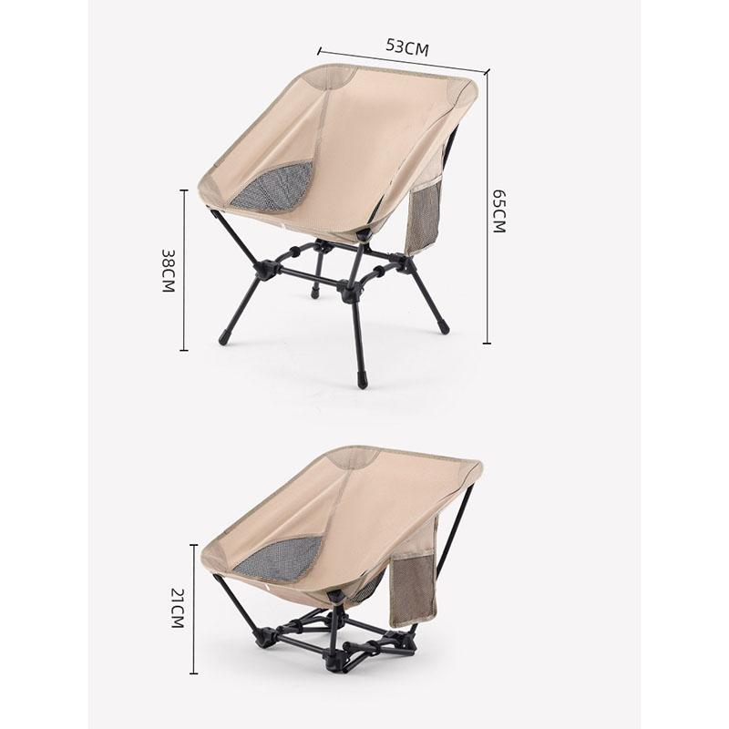 Foldable Moon Camping Chair Aluminum Lightweight Portable Quad Frame Beach Chair Ergonomic Backrest for Picnic Fishing Outdoor