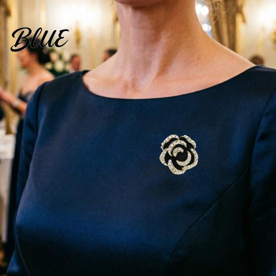 Sicherer Verschluss Brosche Kamelie Kleine Strassstein-Einlage Strahlender Legierungs-Pin