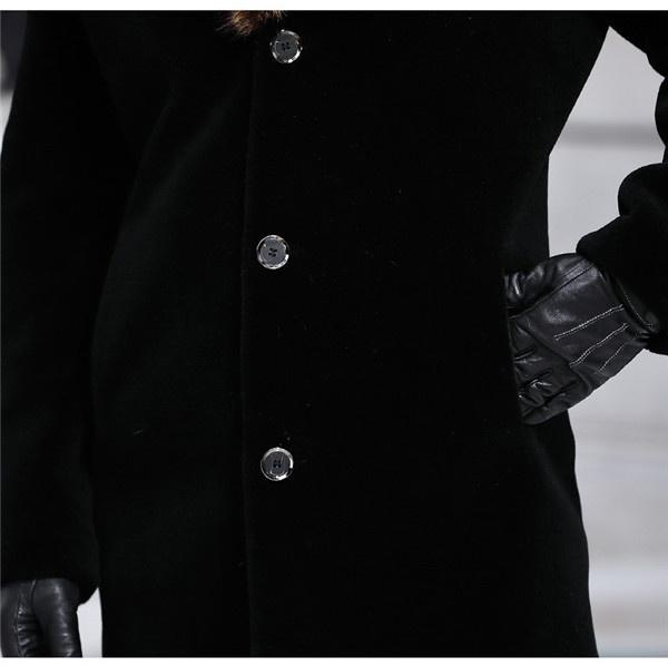 2026 Winter Men's Long Woolen Coat, Fur Collar, Overcoat, Male, Solid, Slim, Casual, Windbreaker Jacket, Outerwear, Top, Black, Plus Size, S-5XL