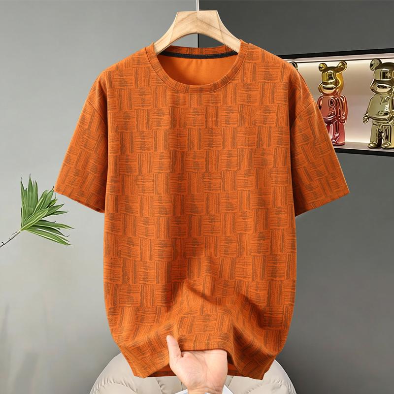 Men's Plus Size Geometric Print T-Shirt, Casual Breathable Crew Neck Tee (5XL-11XL)
