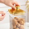 Golden Sealed Food-Grade Transparent Storage Jar with Lid for Dried Fruit and Snacks – Moisture-Proof Ornament