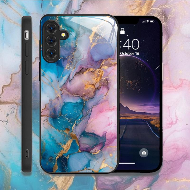 Custodia per Telefono in Vetro Temperato con Motivo Marmo di Lusso per Samsung A35 A55 A54 A13 A03 A15 A25 A71 4G 5G Cover Protettive Rigide Antiurto