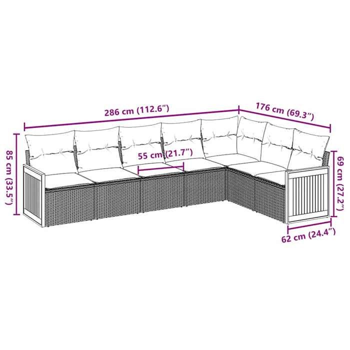 VidaXL Garden Lounge Set with Cushions 7 Pcs, Patio Sofas, Patio Furniture Set, Outdoor Furniture, Beige 3260113