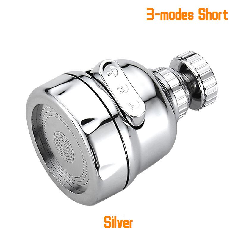 

Вращающийся на 360 градусов кухонный кран для мойки, аэратор, двухрежимный, водосберегающий кран, насадка для ванной комнаты, вращающийся диффузор, фильтр, 2 режима, универсальный душ 3-modes Short серебряный