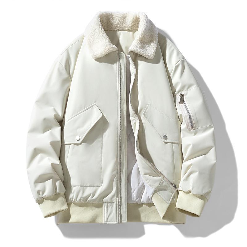Lamb Fleece Coat Cotton Men's Winter Loose Thickened  Jacket