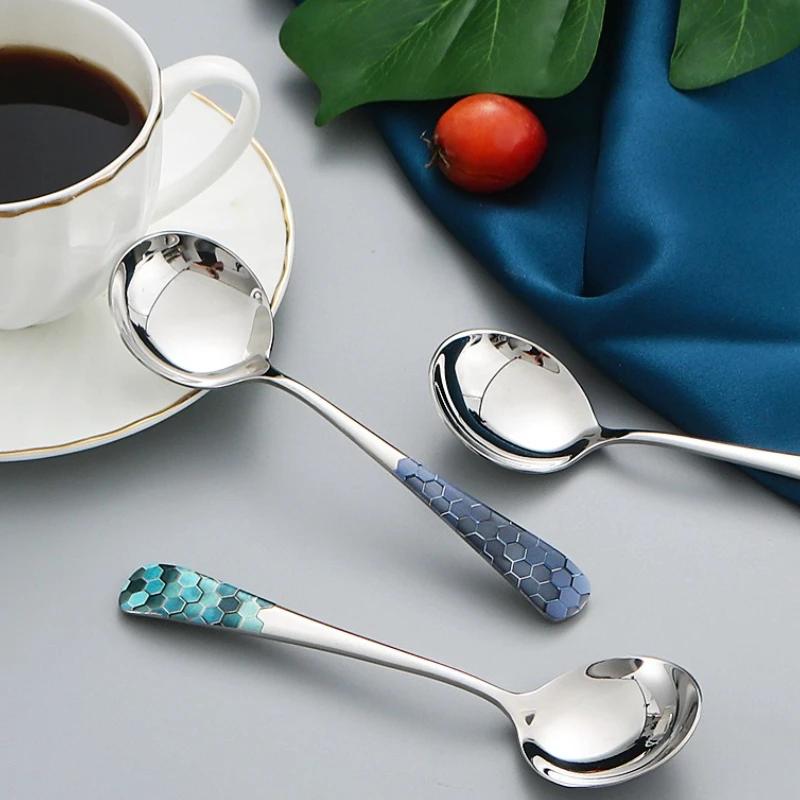 Stainless Steel Tableware Spoon and Chopsticks, Multicolor, Korean Round Pattern, Enrich Convenience for Home Use, Flatware