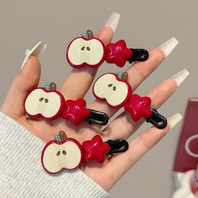 4 Pezzi Fermacapelli da Bambina Decorazione Fetta di Frutta Rossa Mollette Superficie Liscia Bordi Arrotondati Fermacapelli Leggeri Accessori per Capelli