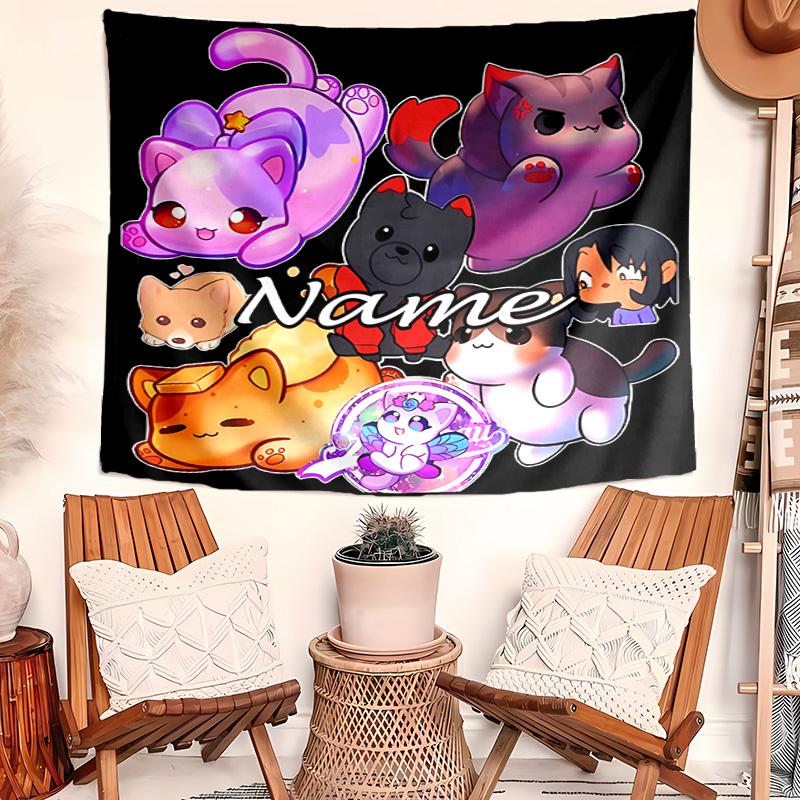 Personalized Aphmau Background Tapestry,Custom Name Birthday Party,Multifunctional Wall Decoration for Home Decor,Various Occasions