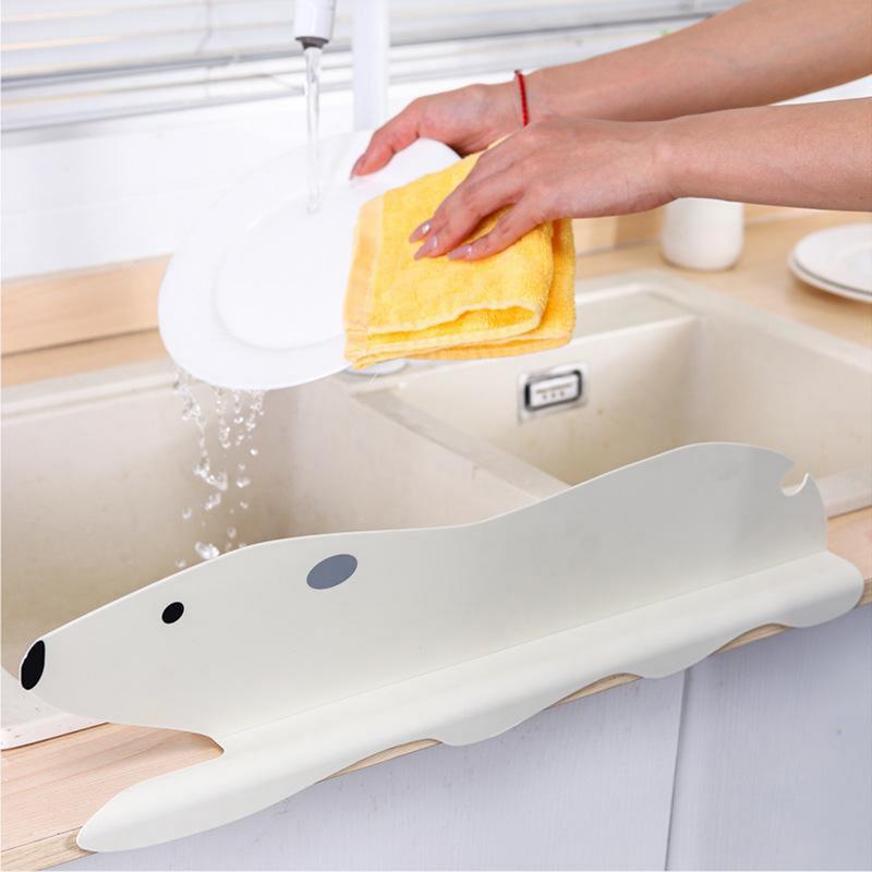 Sink Splash Guard Polar Bear Shape Non-slip Suction Cup Anti-Splash Dish Vegetable Washing Water Baffle Board Kitchen Supplies