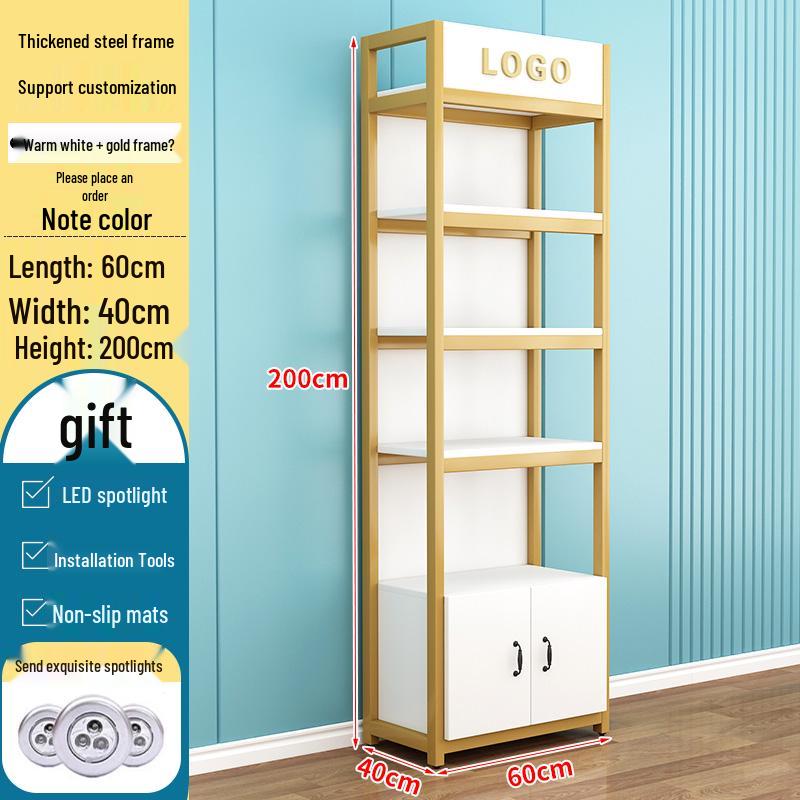 Steel-Wood Multi-Layer Floor Display Rack for Cosmetics and Baby Store