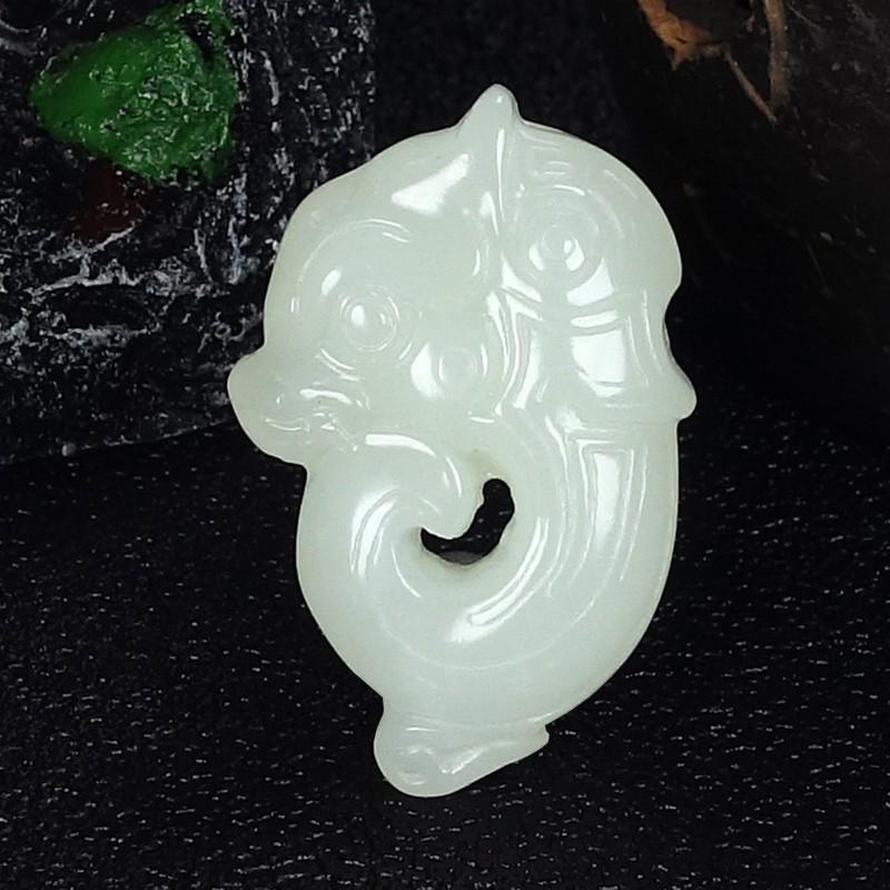 Xinjiang Hetian Jade Fu Long Dragon Pendant with Certificate