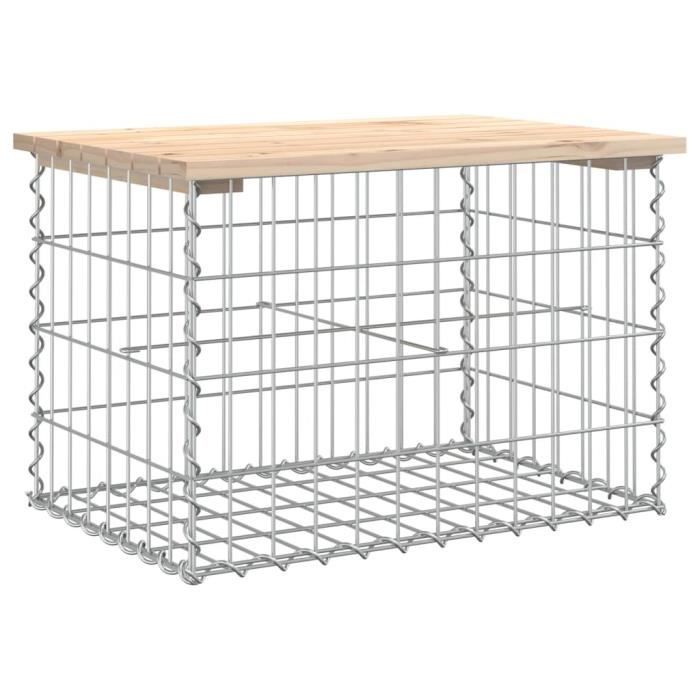VidaXL Design Gabion Garden Bench 63x44x42 Cm Solid Pine Wood 834353