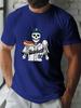 Cool Baseball Skeleton Graphic T Shirt For Unisex Skull Athlete Crew Neck Tee Sport Ball Hot Dog Theme Casual Male Daily Outfit Top