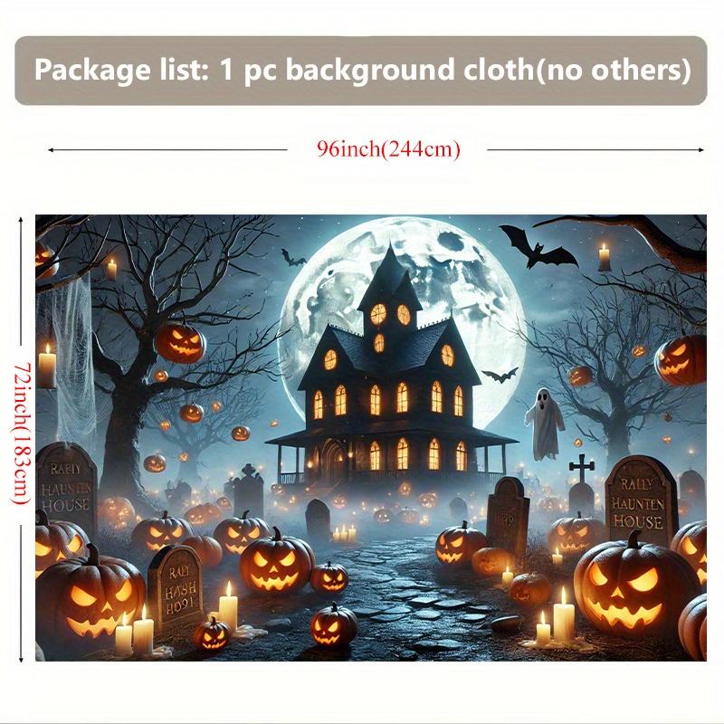 1 Background Banner Halloween Haunted House Pumpkin Scene Background Cloth Wall Decoration