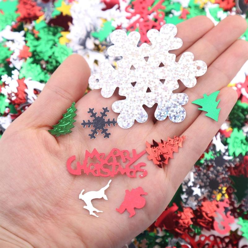 Christmas Reindeer Snowflake Confettis Sparkling Plastic Confettis for Holiday Party Table Centerpieces Vase Fillers