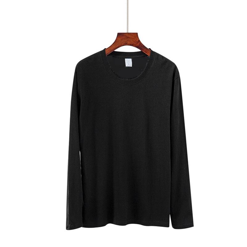 Heavyweight Cotton Long Sleeve T-Shirt Men Women Crew Neck White Tee 220gsm Blank Casual Basic Top