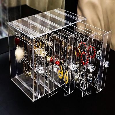Transparent Jewelry Box Plastic Drawer Jewelry Box Storage Earrings Jewelry Box Organizer Women Necklace Bracelet Transparent Display Stand Accessory