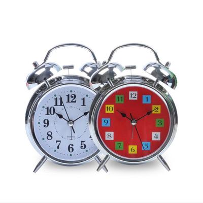 4-Inch Electroplated Silver Metal Ringing Alarm Clock Student Luminous Clock Bedside Alarm Clock