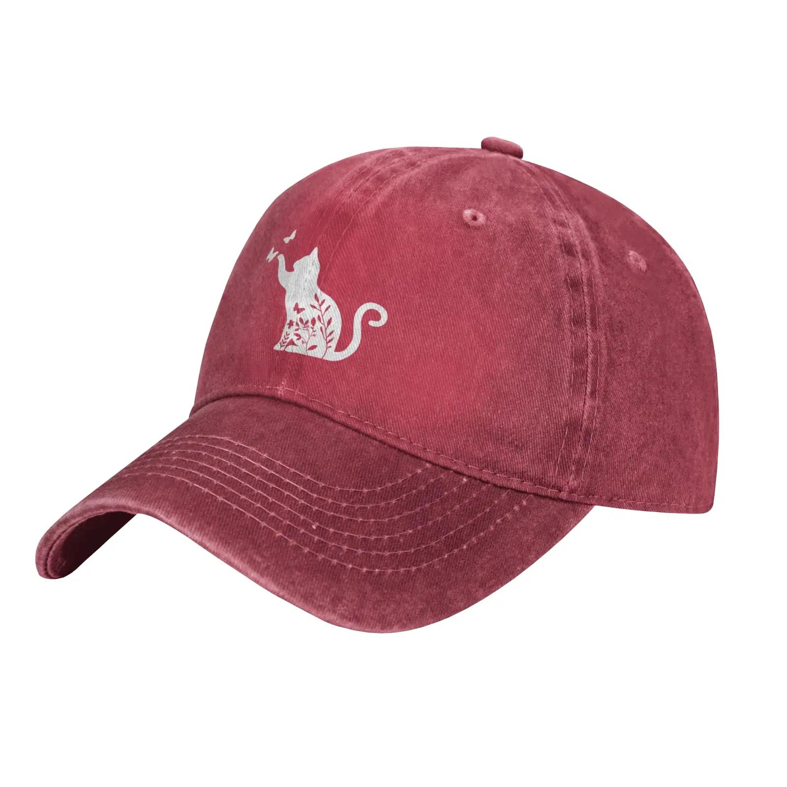 The best product for you Women's Floral Cat Hat Vintage Adjustable Distressed Washed Baseball Cap for Men Women Cat Lover Adjustable