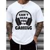 European Sizes Men's Gaming T-Shirt Compatible For_ Gaming Headsets & Controllers Print, Casual Round Neck Short Sleeve Tee, Ideal Gamer Gifts,
