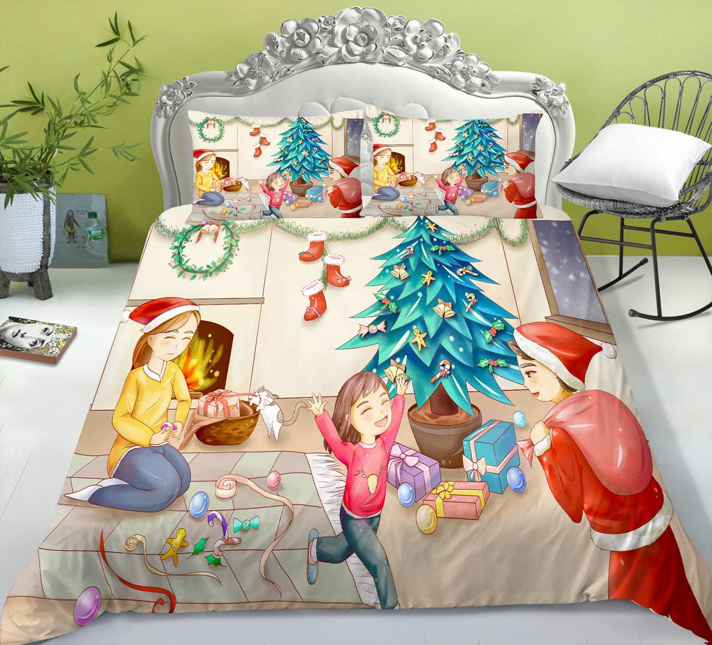 3D Christmas Bedding Set, Bedroom Bedding, Pillowcase, Bedding AU/EU/US Full Size Home Decoration