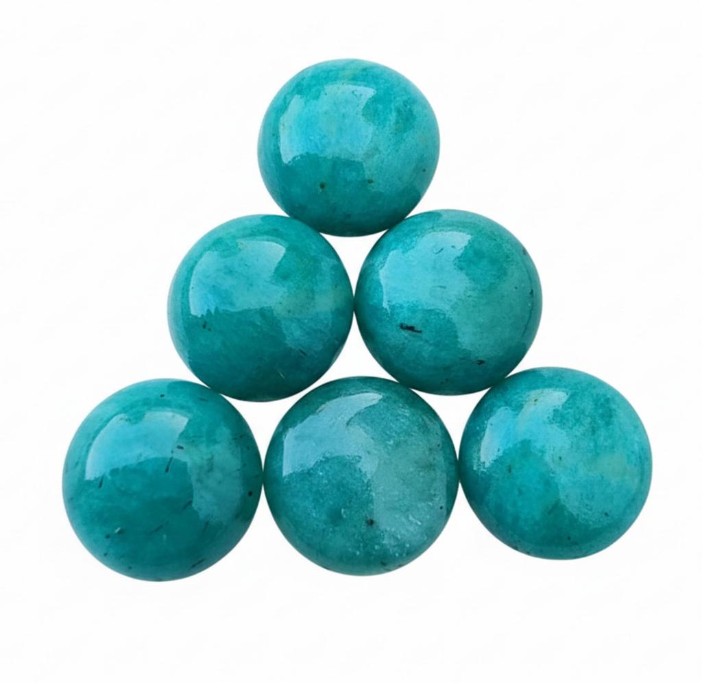 Cabochões Redondos de Amazonita Verde Natural Qualidade AAA Gema Alto Polimento Todos os Tamanhos