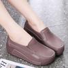 Genuine Leather Casual Shoes Women Fashion Platform Shoes Slip-on Loafers Walking Wedge Heels Rocker Shoes