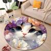 Multiple sizes Cats in the flower bushes Print Round Carpet Living Room Bedroom Table Chair Sofa Decorative Carpet