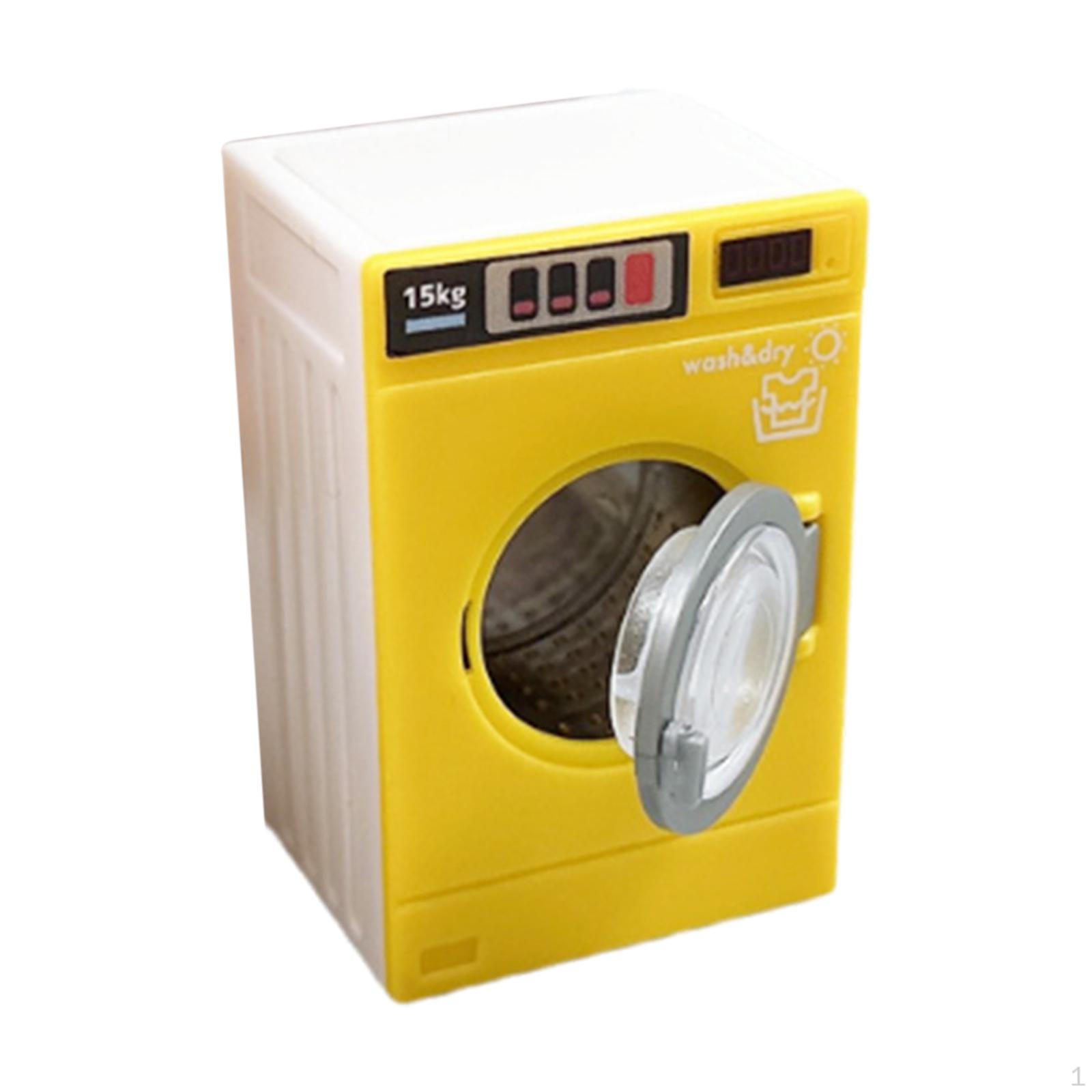 

1/12 Scale Toy Washing Machine, Simulation Appliance, Miniature Machine Model for Shop yellow