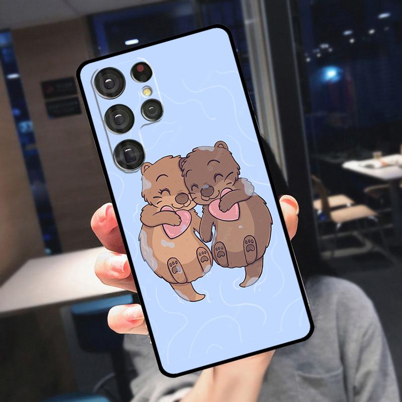 Cute Cartoon Otter Case For Samsung Galaxy S22 S23 Ultra S21 S20 FE S9 S10 Note 10 Plus Note 20 Ultra Cover