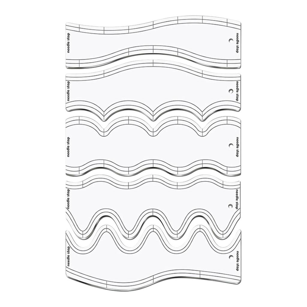 5Pcs Wave Rulers Quilting DIY Patchwork Tools Multipurpose Professional Stencils