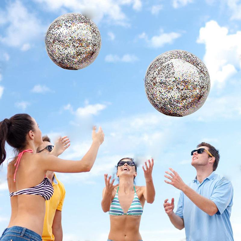 Inflatable Glitter Beach Ball Pvc Floatable Confetti Beach Ball Toy For Swimming Pool Beach Party