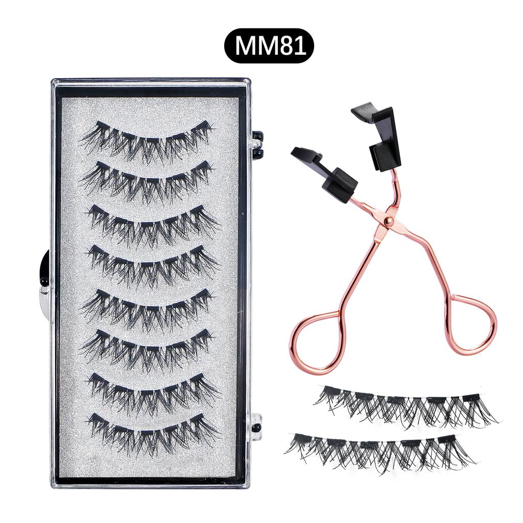 8Pcs Magnetic Eyelashes No Glue Needed Magnetic False Eyelashes with Applicator Reusable Thick Natural Effect 5 Magnets Lashes