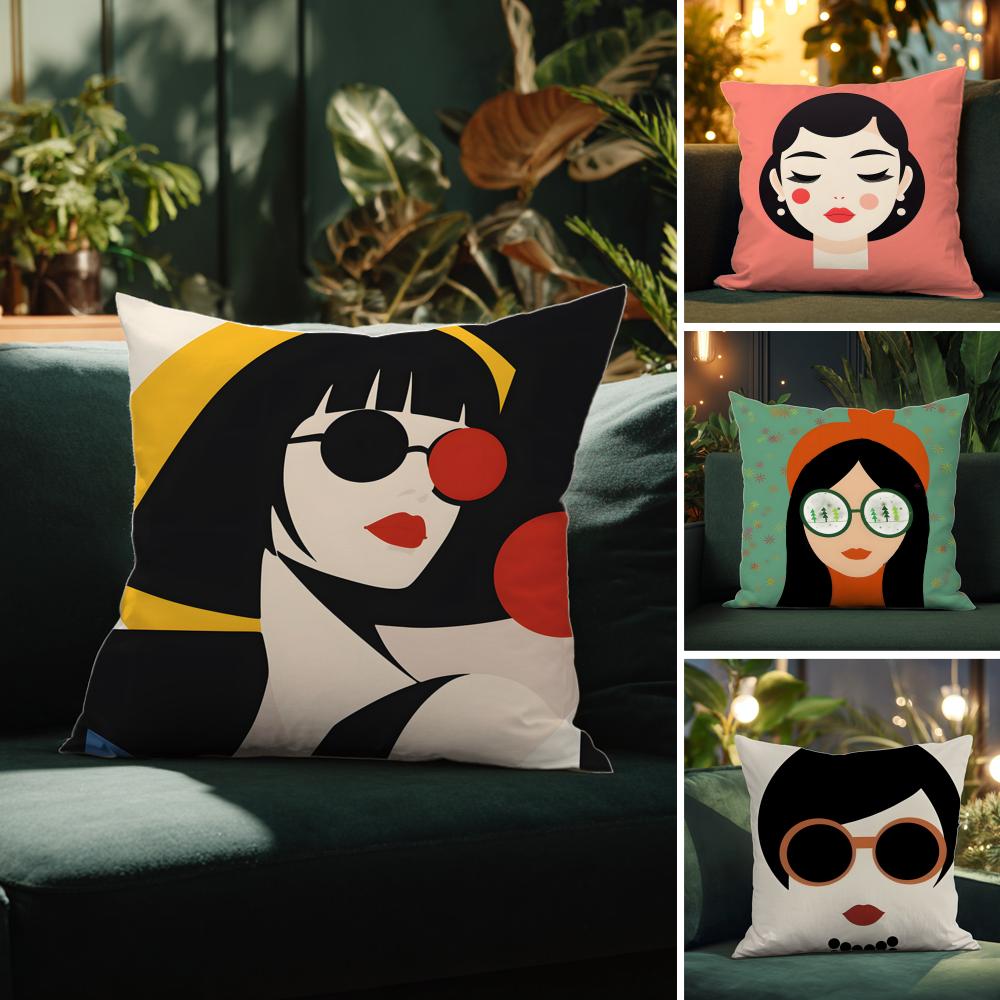 Quirky Wonderful fun fashion patterns Pillow Case Comfort Sofa Bed Silky elegant Invisible zipper Decorative cushion cover