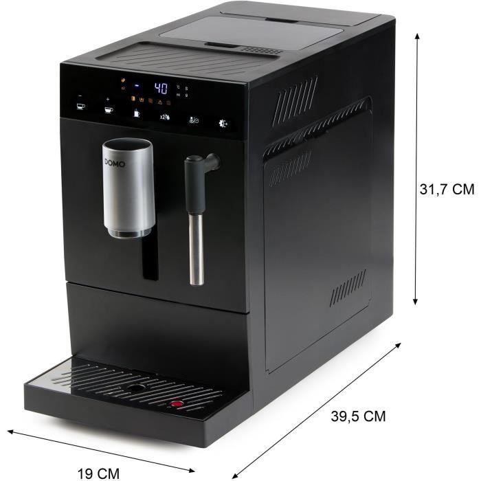 Machine à expresso automatique avec broyeur - DOMO - DO1150K - 1350 W - 19 bar - 125 g café - Noir