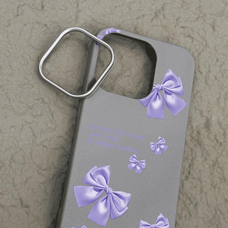 Solid Color Bowknot Patterned Leather Texture Phone Case for iPhone 16 Pro 15 14 Plus 13 12 Pro Max 11 Shockproof Matte Soft Tpu Slim Case Cover