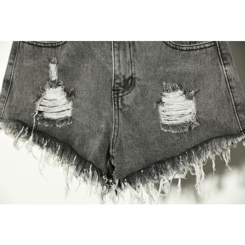 Baggy Jean Shorts Women Summer Big Size Holes To Thin Rough Edge Wide Leg A-line Hot Pants Women