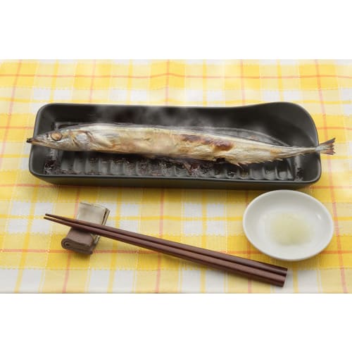 Kanese Minoyaki Heat-Resistant Whole Fish Grill Plate (1 Plate), Black, Approx. 10.0cm Deep X 28.0cm Wide X 4.0cm High, Product Number: 20116154