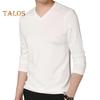 Uomo Autunno Primavera Top Scollo a V Maniche Lunghe Colore Puro Slim Fit Sottile Pullover T-shirt Abbigliamento Quotidiano Sportivo Abbigliamento da Casa