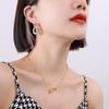 French-Inspired Trendy Double Ring Detachable Titanium Steel Stud Earrings, 18K Gold-Plated Jewelry F539.