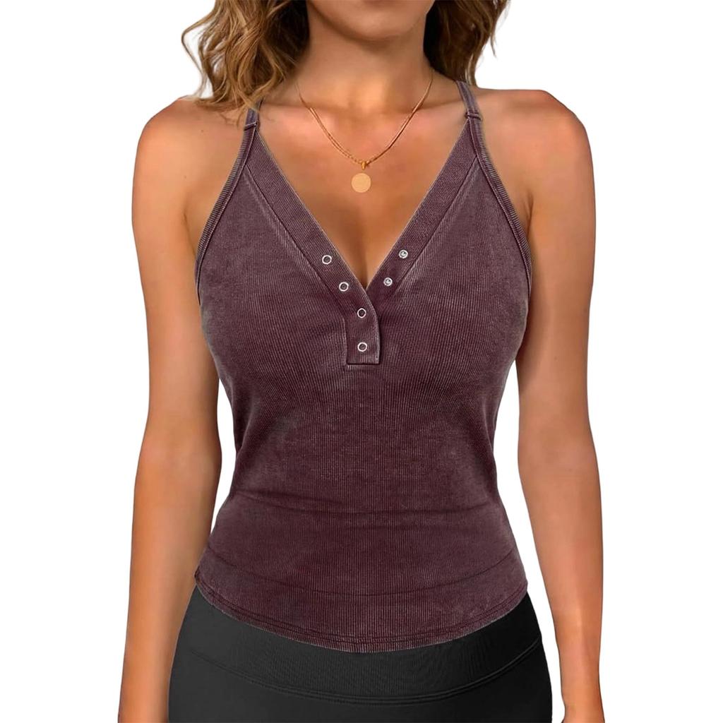 Women Fashion Casual V Neck Sleeveless Slim Fit Backless Basic Tank Top Y2K Style Summer Layering Shirt