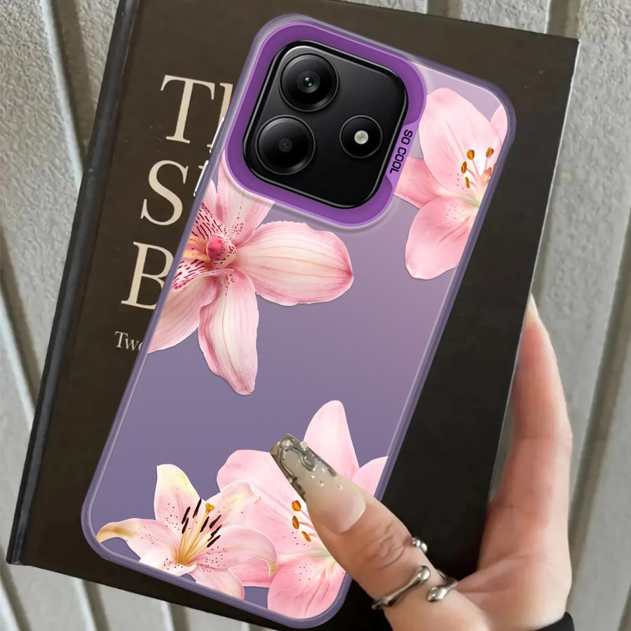 Pink Lily Flower Pattern Back Phone Cover Case for Xiaomi Poco F4 X3 NFC X5 X3 Pro C51 F3 GT C50