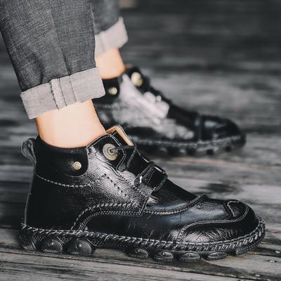 Fashion New Autumn Handmade Leather Plus Size 48 Men Boots Outdoor Design Sneakers Man Breathable Casual Leather Shoes Men Ankle Boots