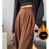 Women Korean High Street Wide Leg Trouser Autumn/winter Thick Warm Women's Pant Fashion Corduroy Loose Button Trouser