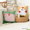 Kawaii Cat Animals Cushion Cover Natural Linen Organic Fabric DoubleSided Printing Couch Pillow Covers Home Decor