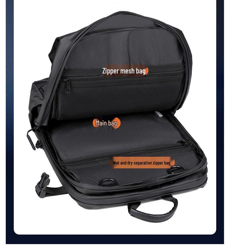 Men's Multi-Functional Travel Backpack with Dry-Wet Separation, Laptop Compartment, and Helmet/Basketball Holder