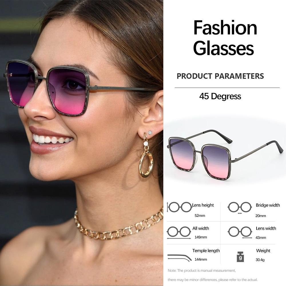 Light Luxury Sunglasses for Women Men Square Large Frame Metal Decoration Fashion Glasses Daily Styling