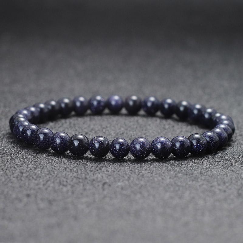

Genuine Natural Blue Sandstone Stone Bracelet Unisex 6/8/10/12mm Smooth Beaded Braclet Couple Braslet Valentine Day Gift Pulsera